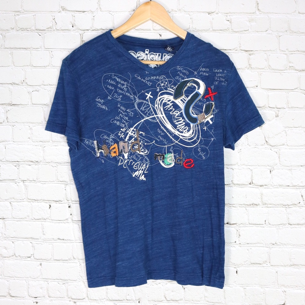 Desigual Blue V Neck Shirt
